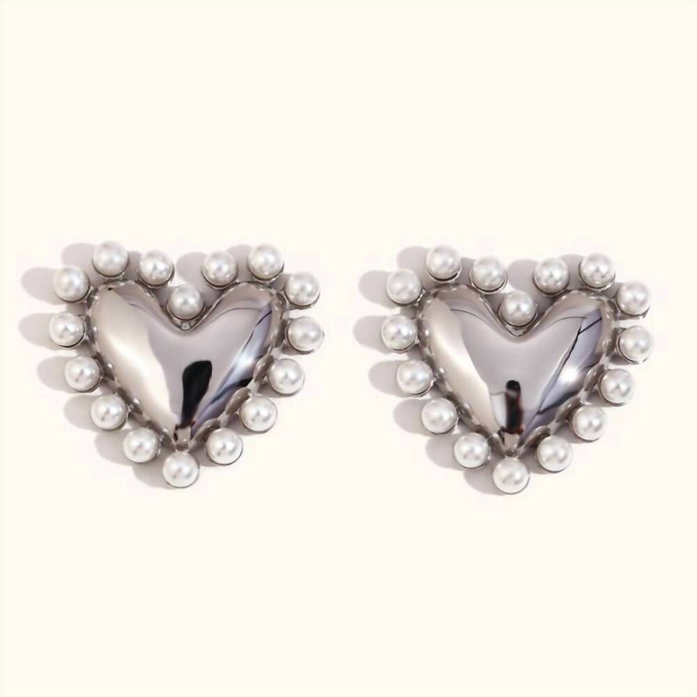 NEW JAZZY PINK women's amelia heart earrings in silver